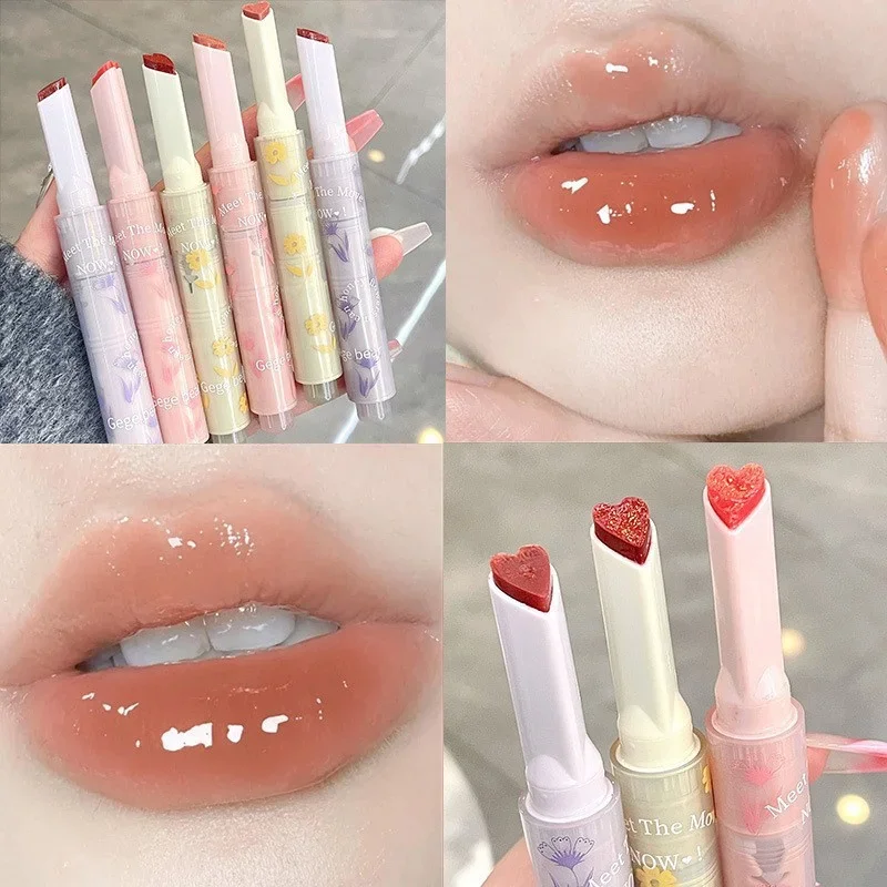 Jelly Mirror Lipstick Lip Gloss Antiaderente Cup Mirror Lip Tint Rossetto A Forma Di Cuore Idratante Lipgloss Rossetto A Lunga Durata