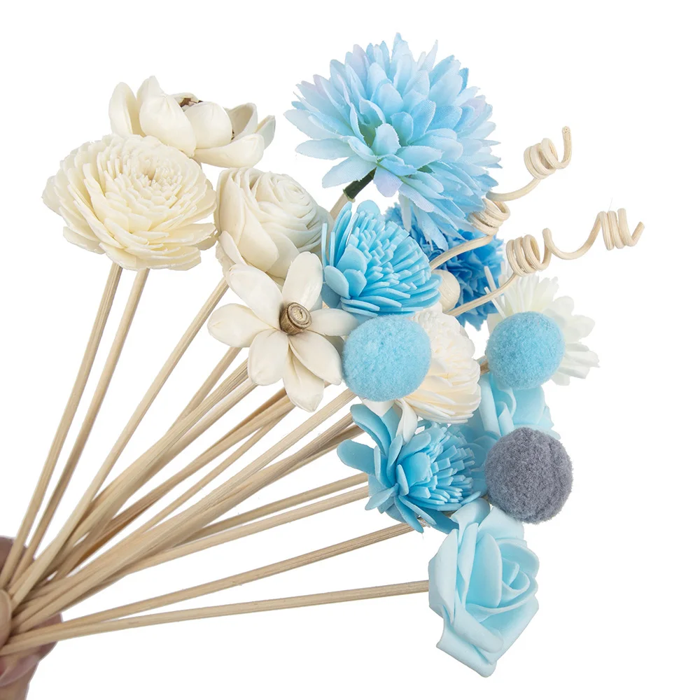 20Pcs Blue Series Flower Rattan Sticks Fragranze Senza Fuoco Diffusore A Bastoncini Stick Ornamenti Fai Da Te Decorazioni Per La Casa