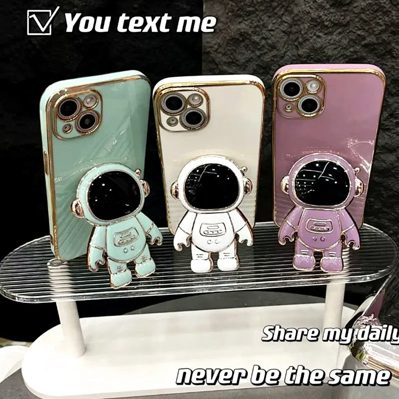 Astronaut Folding Stand Holder Phone Case For Oppo A53S A16S A15 A52 A72 A92 A32 A33 A54 A55 A72 A73 A74 A5 A8 A9 A31 2020 Cover