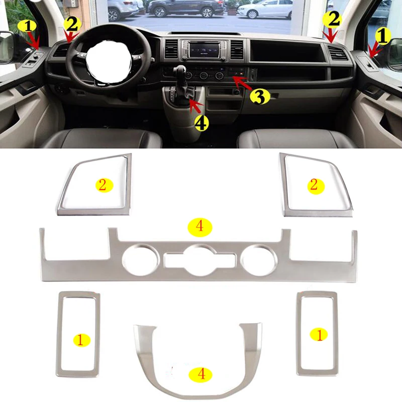 Car Interior Copertura Decorativa In Acciaio Inox Trim Sticker Car Styling Per Vw Volkswagen Transporter T6 Caravelle 3 Door 2017 18