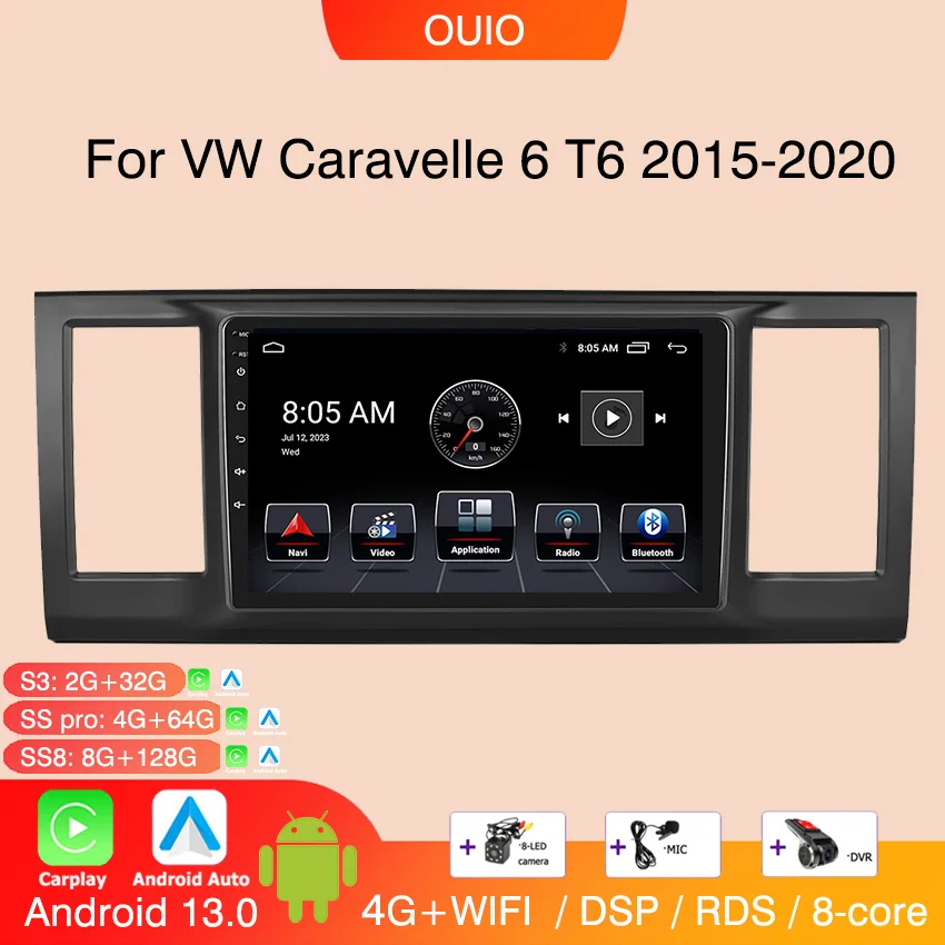 Android 13 Radio Per Vw Volkswagen Caravelle 6 T6 2015 - 2020 Car Stereo Multimedia Player Carplay Auto Navigazione Gps 2Din