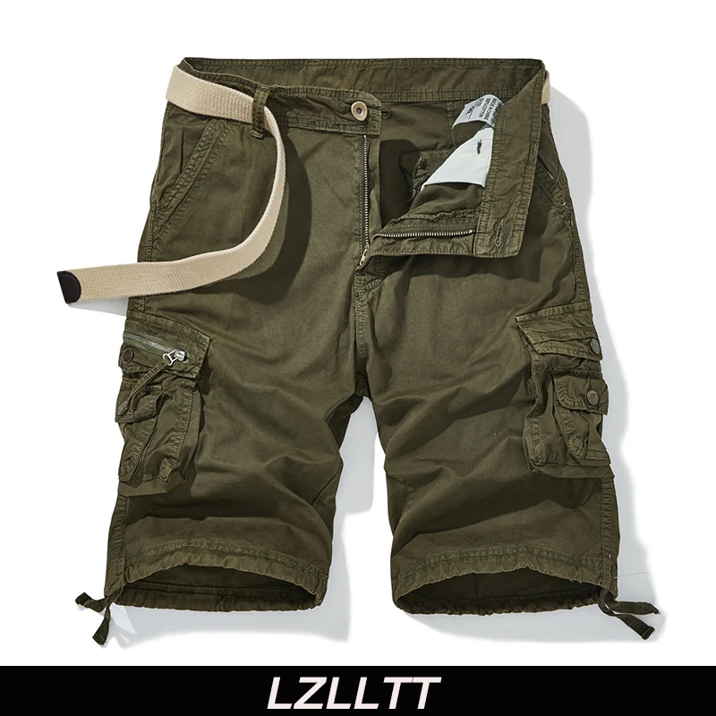2023 Summer Men Cargo Cotton Shorts Abbigliamento Uomo Casual Solid Breeche Bermuda Beach Jogger Multi Pocket Shorts Uomo Dropshipping