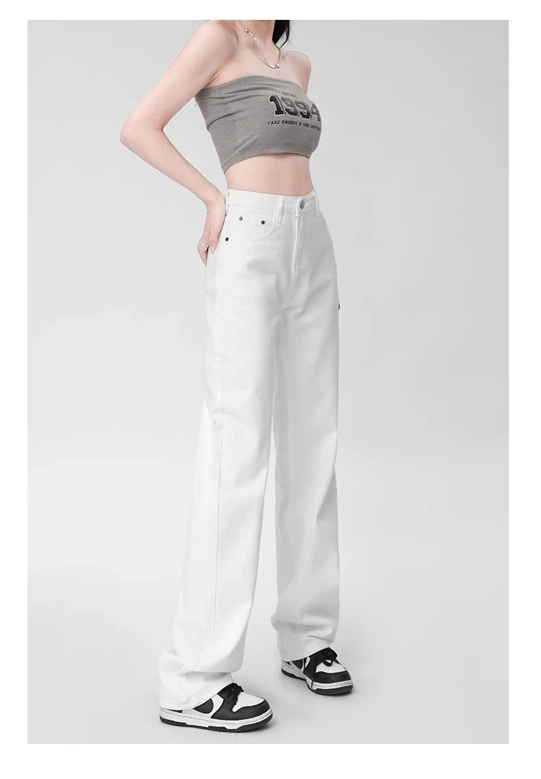 New Spring Summer Office Lady Cotton Stretch Plus Size Vita Alta Marca Donna Donna Ragazze Jeans Dritti