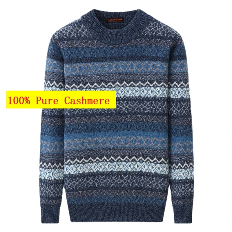 Nuovo Arrivo Moda Doppio Addensato 100% Puro Cashmere Maglione Con Girocollo Fondo Uomo Taglia Xs S M L Xl 2Xl 3Xl 4Xl