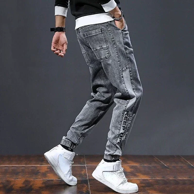 Pantaloni Harem Cropped Man Pantaloni Da Cowboy Cargo Con Stampa Jeans Da Uomo Summer Harajuku Cheap Original Plus Size Abbigliamento Autunnale Xs