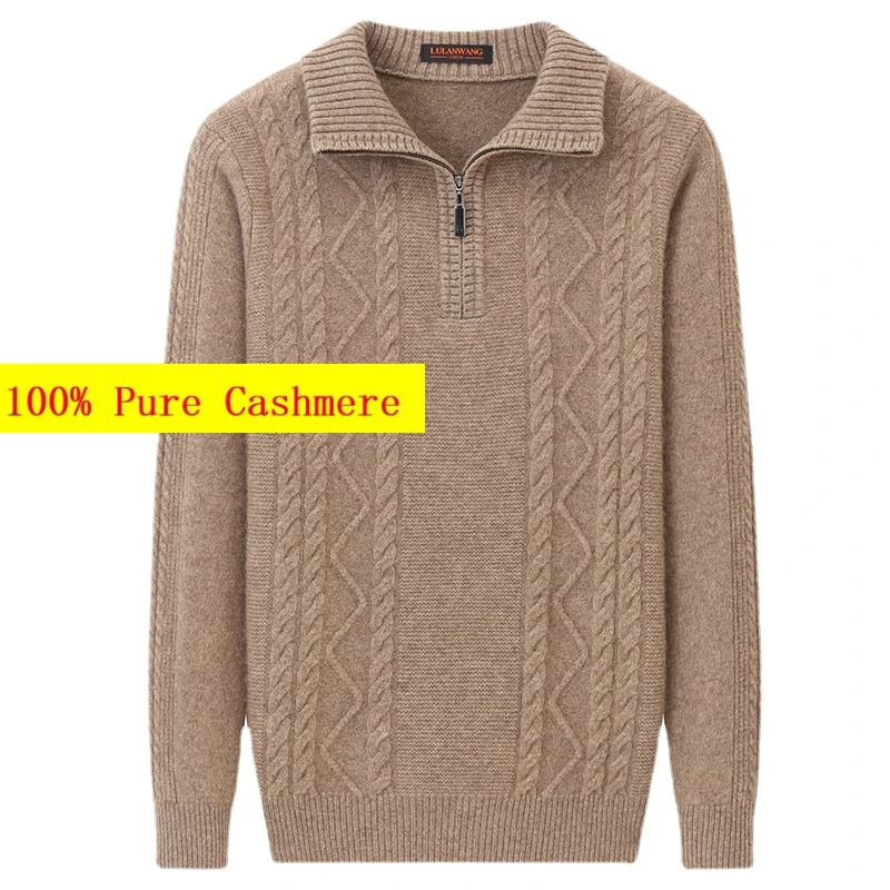 Nuovo Arrivo Moda Alta Qualità 100% Puro Cashmere Cerniera Risvolto E 100% Cashmere Maglione Addensato Taglia Xs S M Lxl 2Xl 3Xl 4Xl