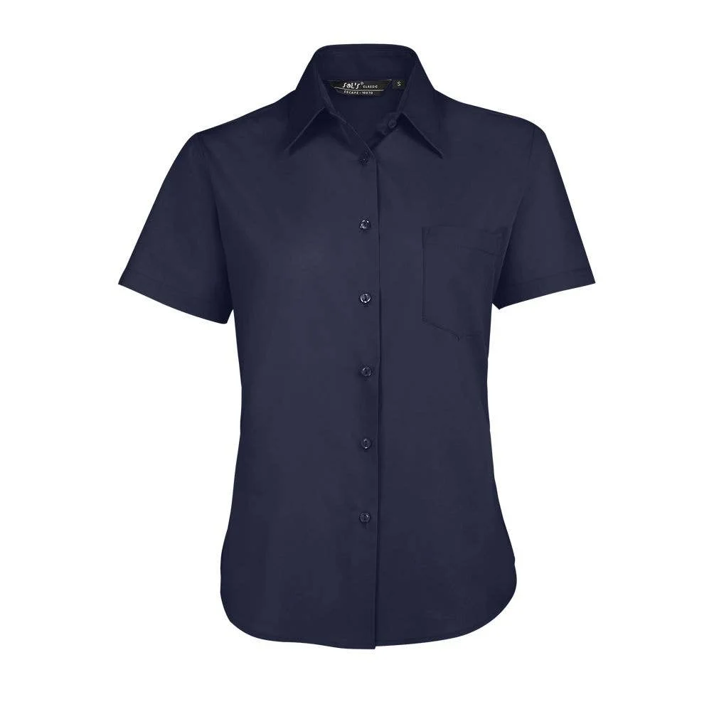 Fuga Blu Scuro. Xs. Camicia Popin Manica Corta