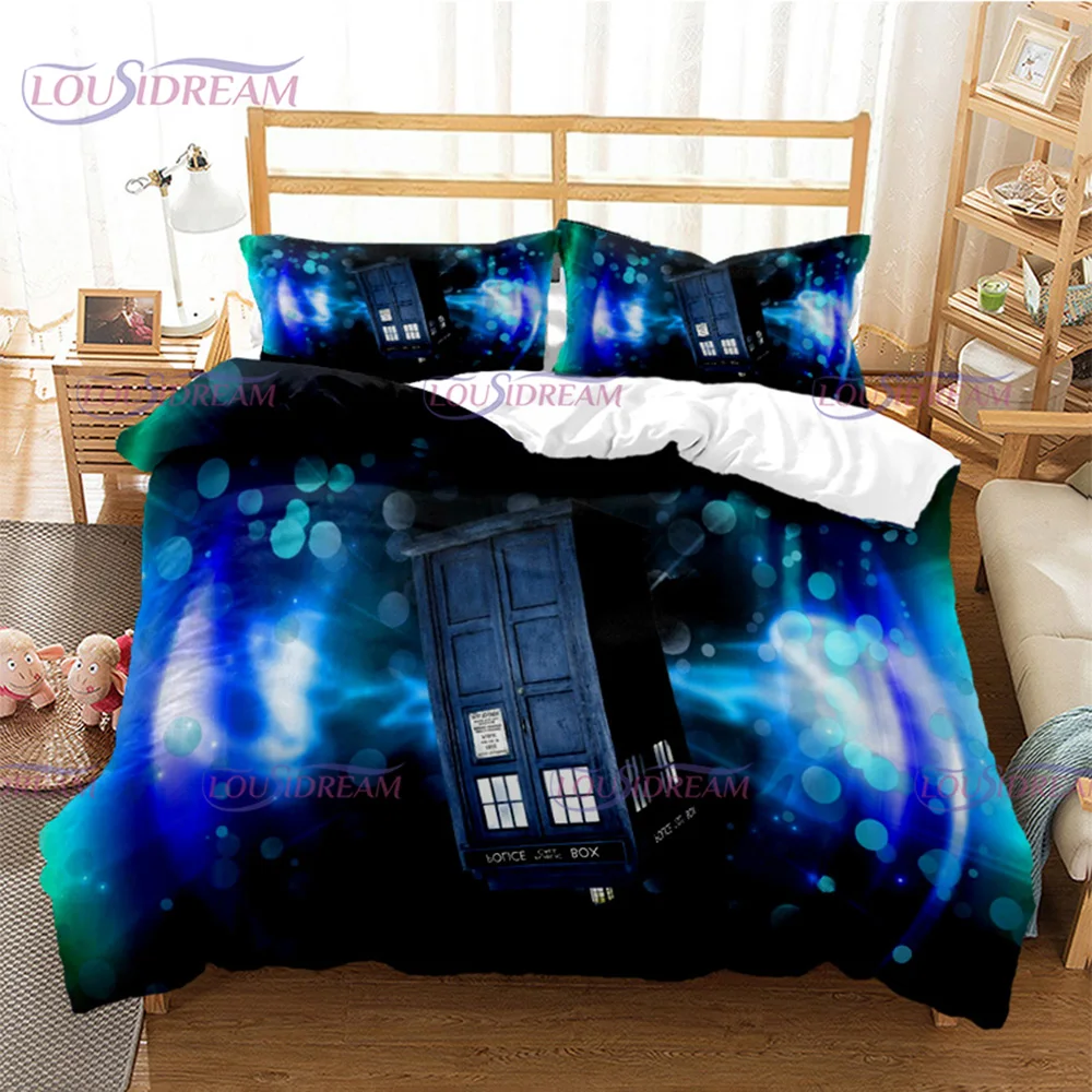 Set Biancheria Da Letto Trapuntata Stampata Galaxy Mystery Time Tardis Copripiumino Set Copripiumino Federa King Queen Size Set Biancheria Da Letto