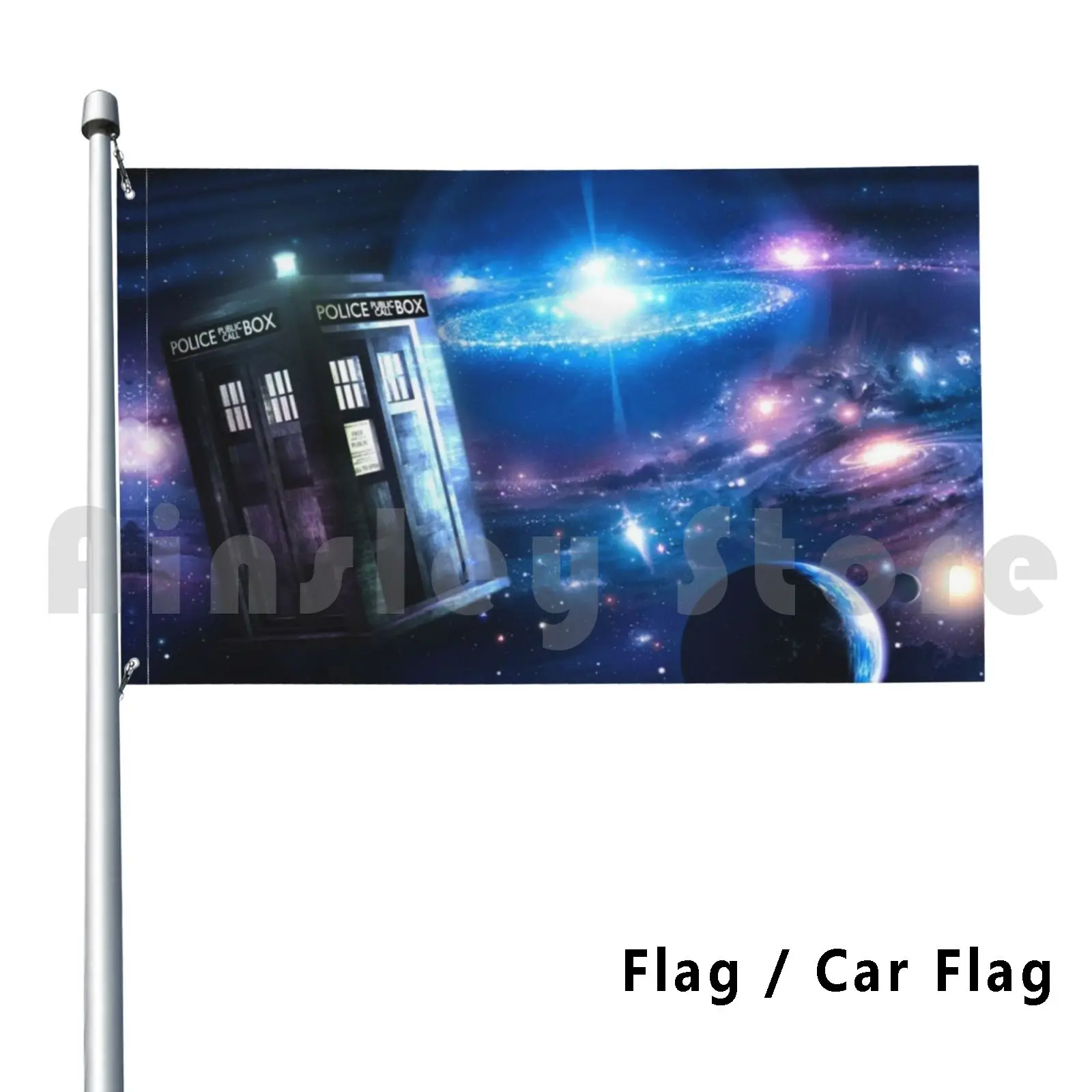 Universal Tardis Flag Car Flag Funny Tardis Who Who Universe Planet Fun Fonky Galaxy
