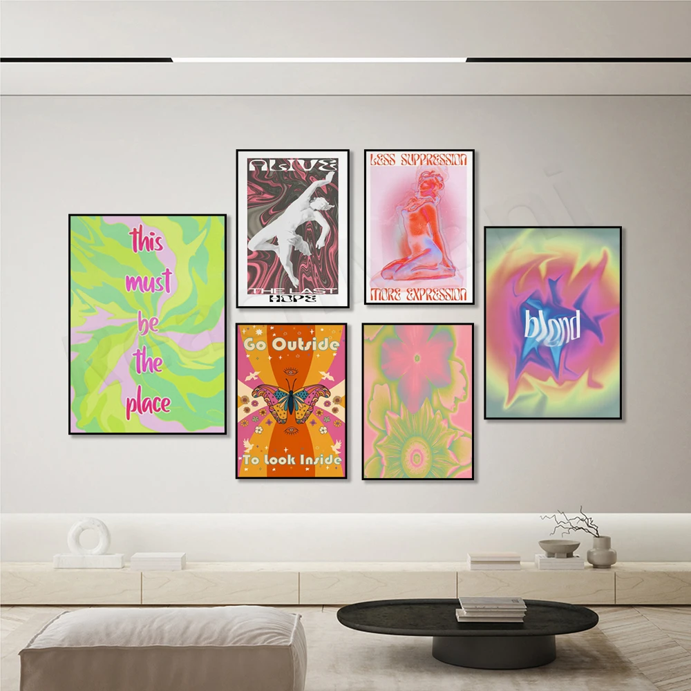 Stampa Artistica Di Affermazione Spirituale, Stampa Sfumata Halo, Estetica Y2K, Poster Di Decorazioni Di Moda Y2K Anni '70, Poster Con Stampa Hippie