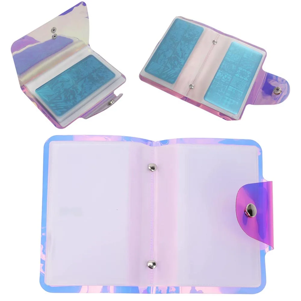 20 Slot Nail Art Stamping Plate Holder Album Nail Stamp Template Storage Pu Bag Per 6*12Cm Stamp Plates Nail Art Organizer