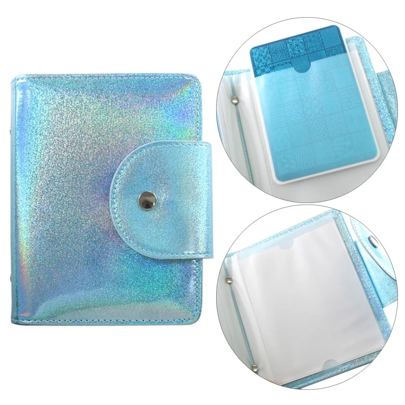 20Slots Nail Art Stamping Plate Holder Nail Stamp Template Holder Album Organizer Per 9.5*14.5Cm Stamping Template Case Bag