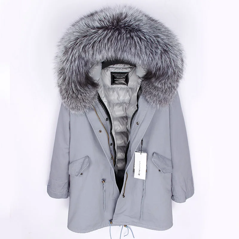 Mao Mao Kong 2020 Winter Jack Fashion Winter Women'S 95% White Duck Down Jacket Cappotto Lungo Con Fodera In Vera Pelliccia Di Volpe Parka Con Cappucc