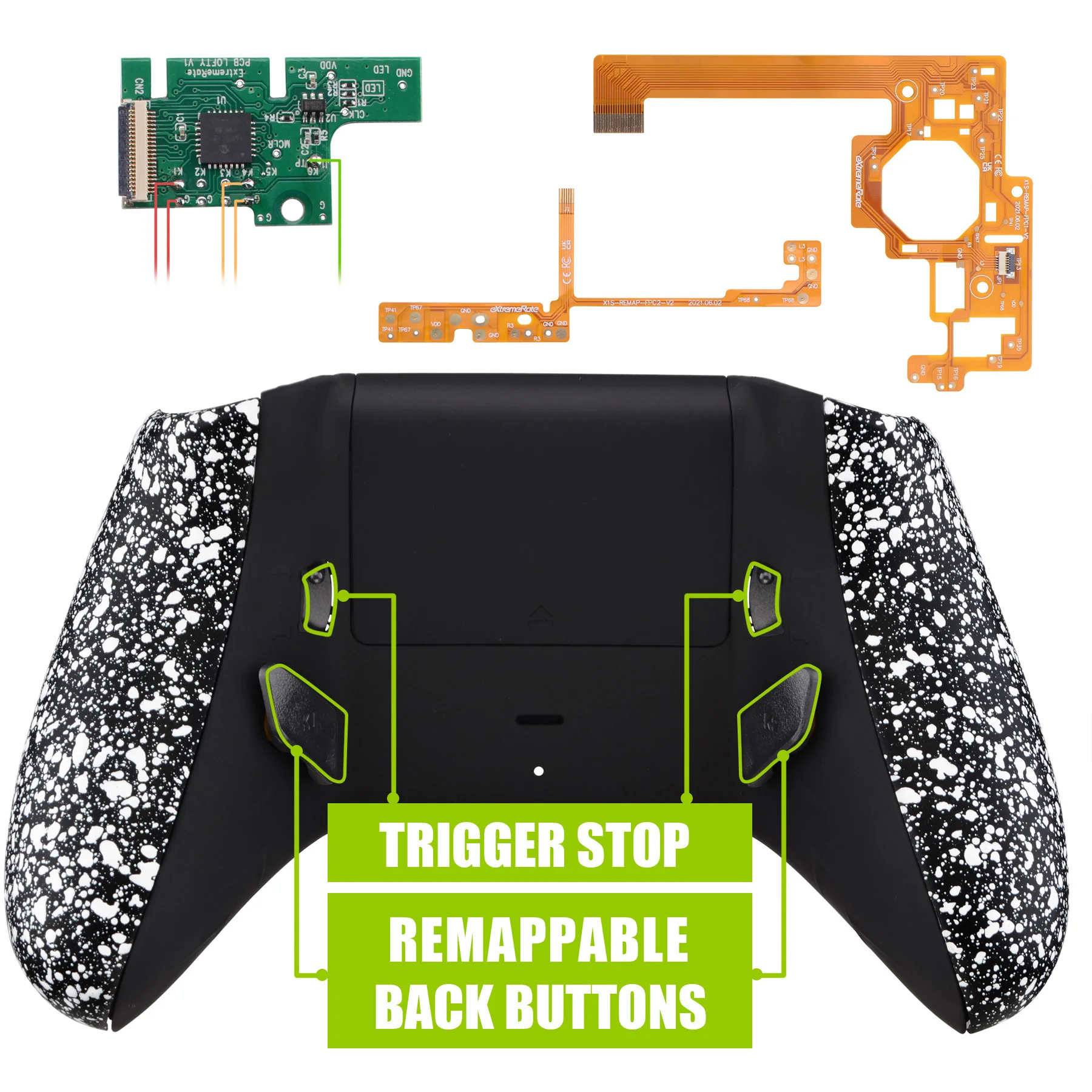 Extremerate Textured White Lofty Remappable Remmap & Trigger Stop Kit Per Xbox One S & One X Controller Modello 1708