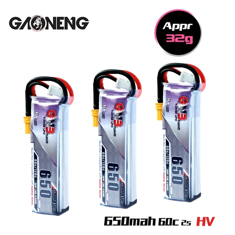 1-5 Pz Gaoneng Gnb 650Mah 60C/120C 2S Hv Lipo Batteria Con Spina Xt30 Per Emax Tinyhawk Kingkong Ldarc Tiny Whoop Betafpv Drone
