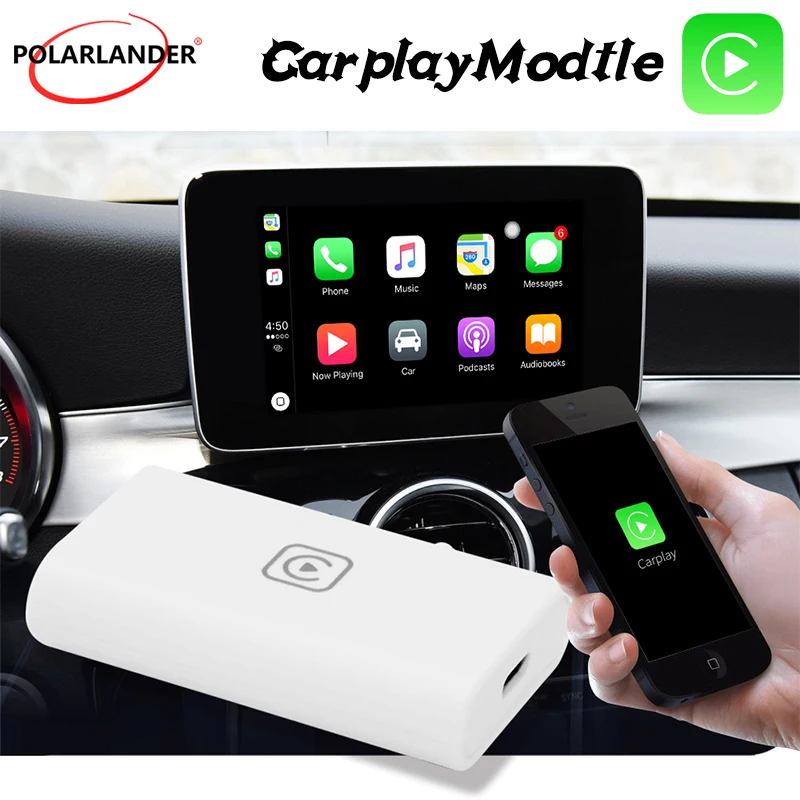 Polarlander Smart Carplay Box Android Auto Wireless Bluetooth Casting Car Machine Wifi Car Play Dongle Usb Apple Adapter White