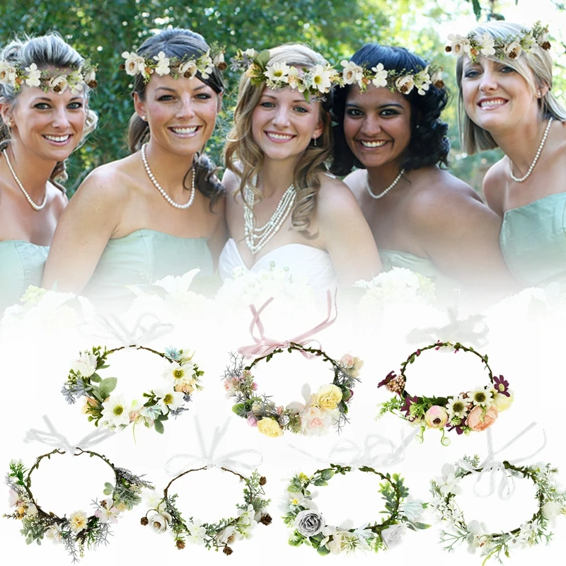 1 Pz Donne Fascino Fiore Corona Diadema Sposa Sposa Corona Floreale Fascia Ghirlanda Principessa Corona Ragazze Corona Accessori Per Capelli 75Z