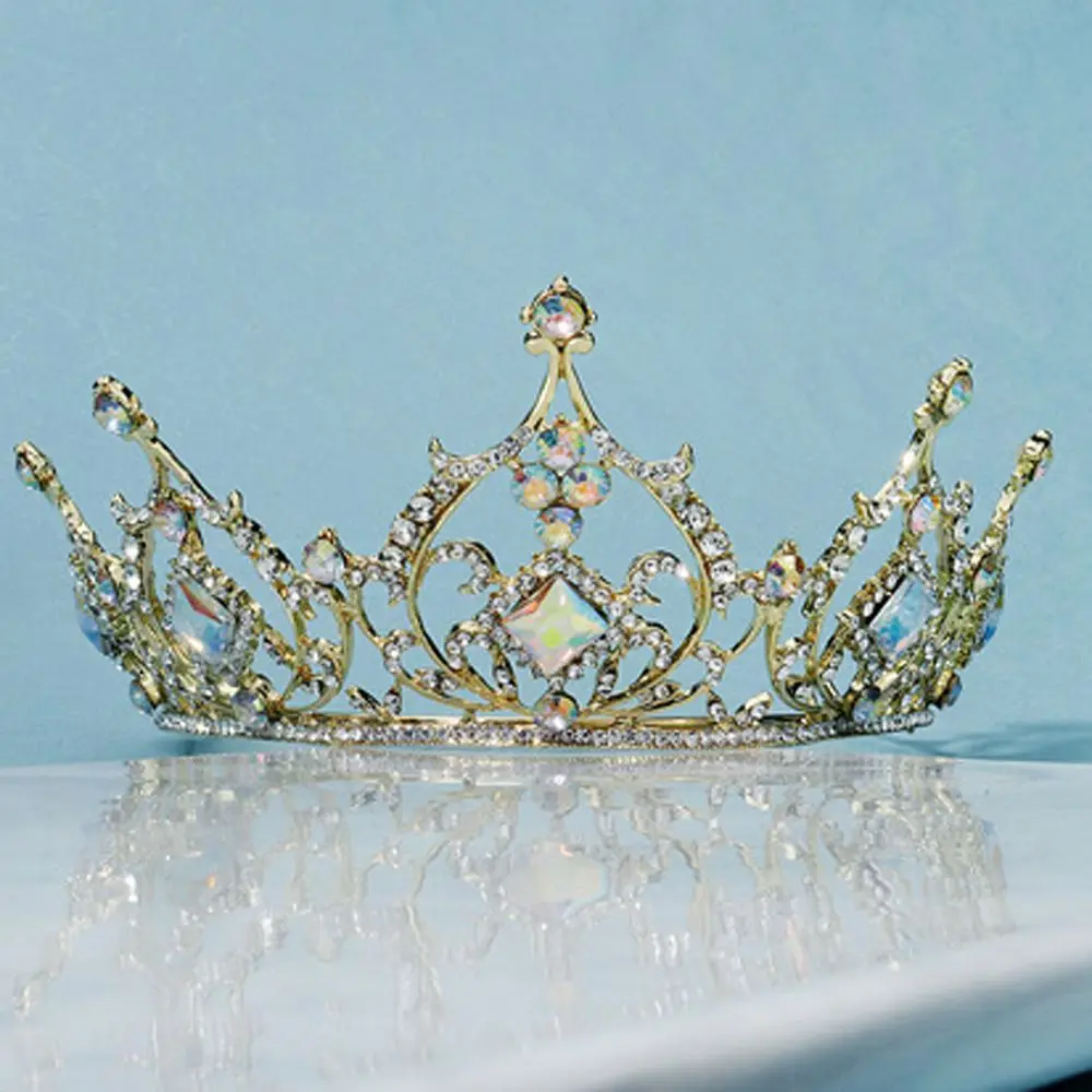 Retro Colorato Vintage Regina Barocca Principessa Corona Di Cristallo Accessori Per Capelli Sposa Corona Strass Tiara