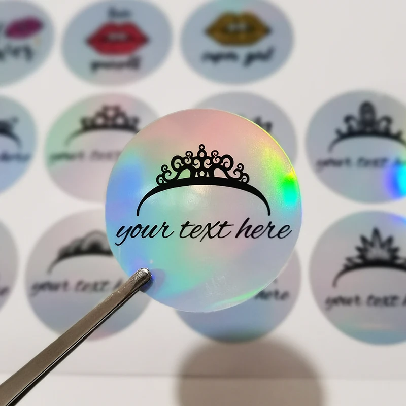 100 Pezzi Personalizzati Adesivi Laser Corona Personalizzati Etichette Testo Personalizzato Logo Matrimonio Principessa Baby Inviti Olografici Sigilli