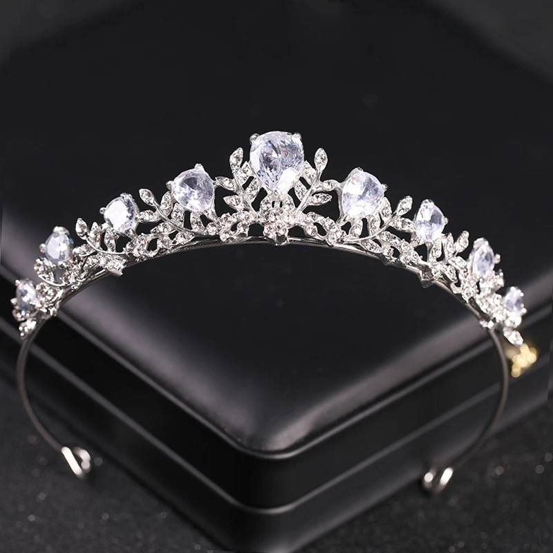 Silver Color Crystal Tiaras And Crowns Bridal Prom Princess Diadem Crown Tiara For Women Bride Wedding Hair Accessories Jewelry