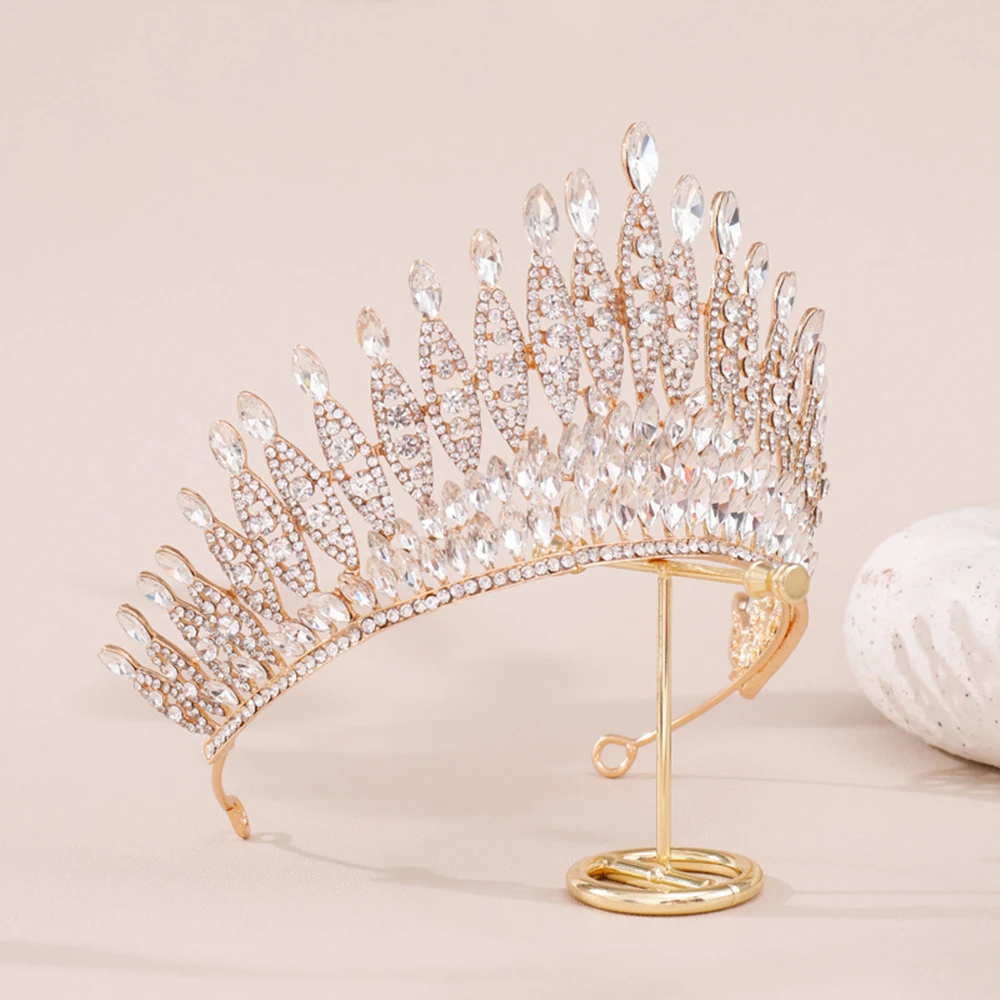 Diademi E Corone Di Strass Di Lusso Fasce Da Sposa Grandi Corone Barocche Per Le Donne Gioielli Copricapo Da Festa Principessa Diadema