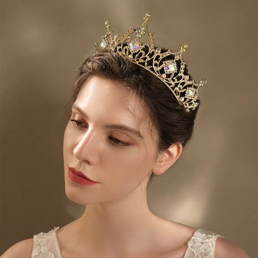 Colorato Fata Barocca Principessa Regina Matrimonio Sposa Corona Accessori Per Capelli Corona Di Cristallo Strass Tiara