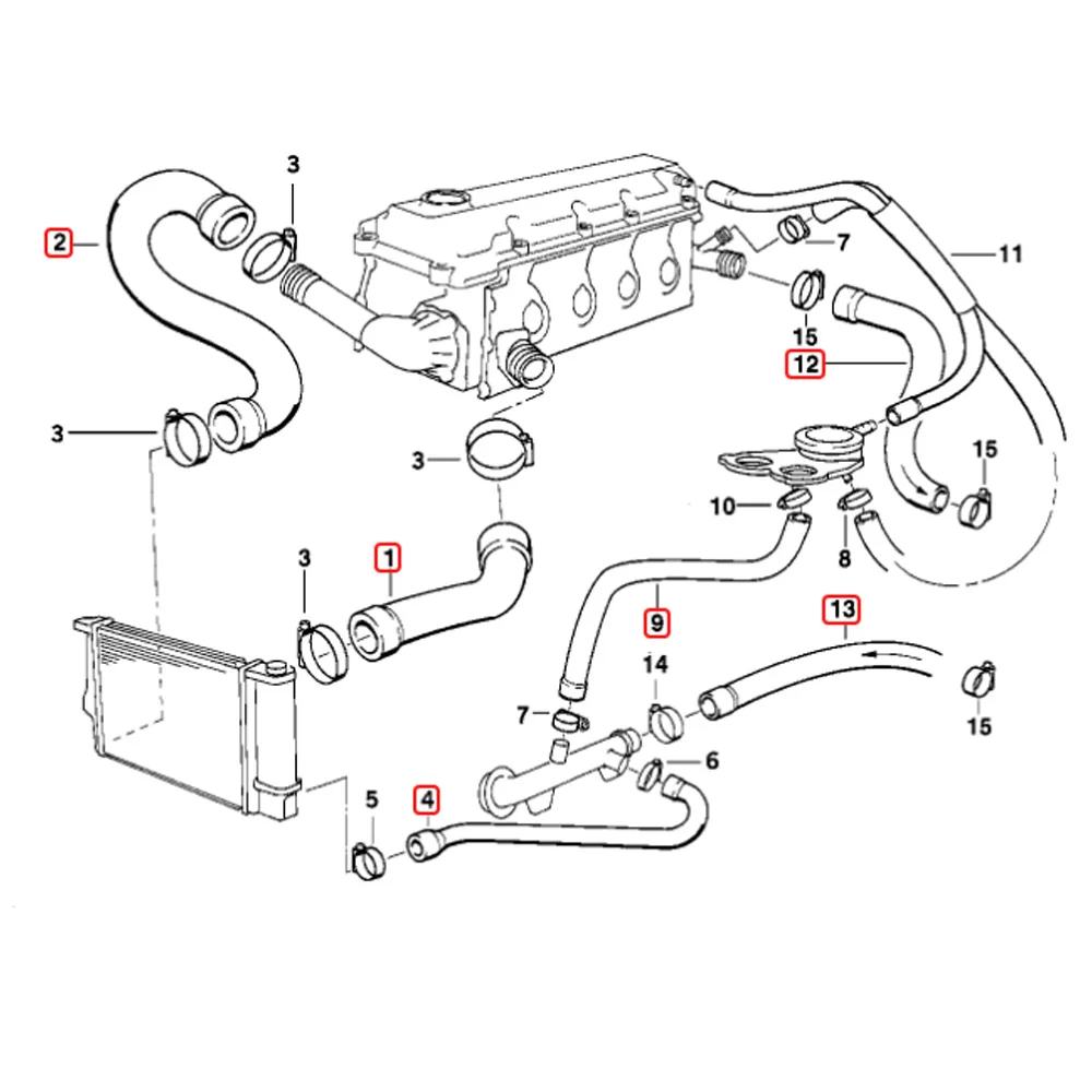 Tubo Flessibile Del Radiatore Del Liquido Di Raffreddamento In Silicone Per Bmw E36 M43 316G 316I 318I Z3 1.8L Roadster 12/1994-09/1998