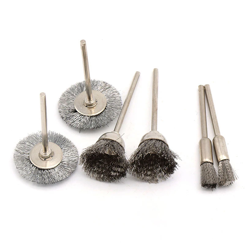 3 Pz/Set 2.35/3Mm Shank Wire Wheel Brush Set Di Spazzole In Filo D'Acciaio Rettifica Spazzola Per Lucidatura Per Burr Dirt Rust Dremel Rotary Tool