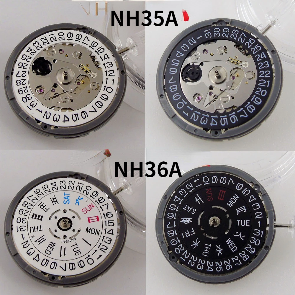Nh35 Nh36 Movimento Meccanico Automatico Day/Date Display Per 3/3.8/4 In Punto Crown Watch Accessori Hacking Second