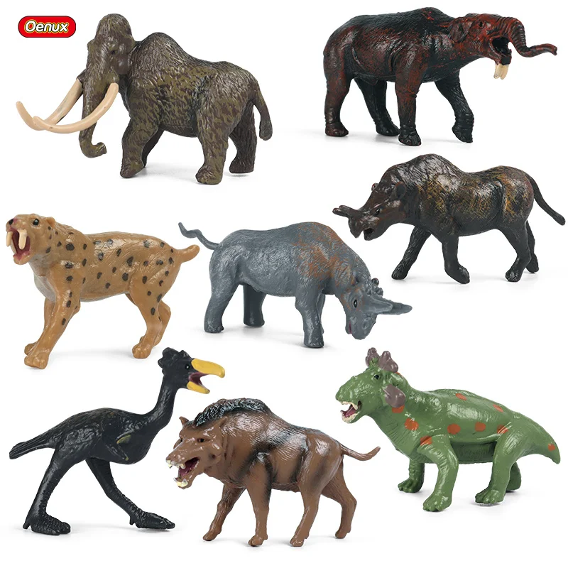 Oenux Mini Antinfortunistica Antica Animali Selvatici Tigre Dai Denti A Sciabola Mammut Elefante Action Figure Figurine Modello In Pvc Giocattoli Educ