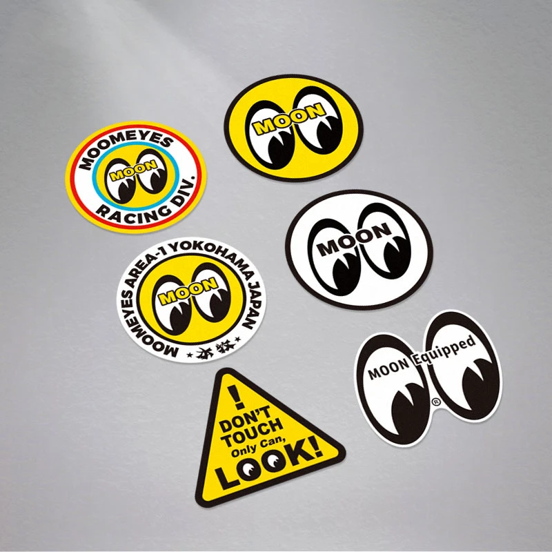 Adesivi Per Auto Per Cartoon Moon Equipment Speed Shop Eyes Automotive Truck Oil Tank Decal Motor Bike Helmet Decalcomania Tape