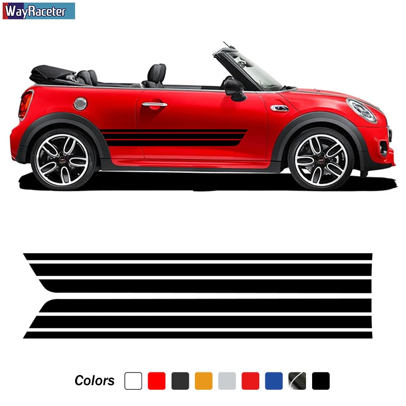 2 Pcs Racing Sport Porta Laterale Stripes Gonna Decalcomania Per Mini Cooper S Un R50 R52 R53 R56 R57 F55 F56 F57 Jcw Accessori