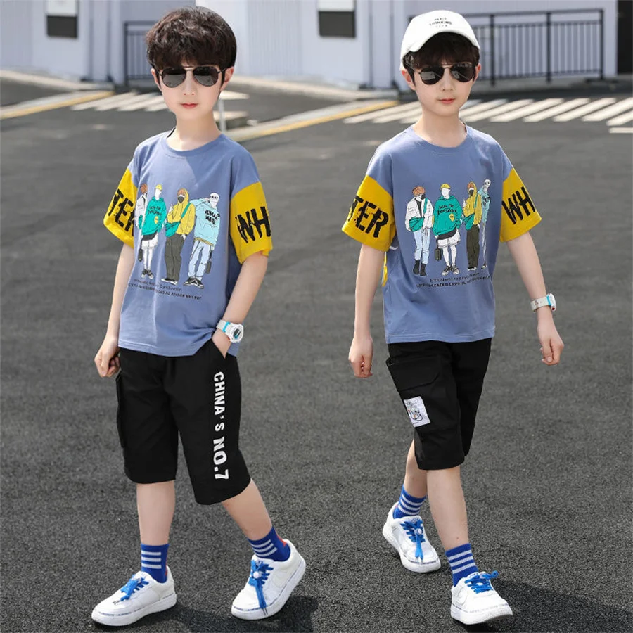 Set Di Abbigliamento Per Ragazzi Estate 2021 Cotone Vestito Per Ragazzi Adolescenti Per 4 6 8 10 12 14 Anni Set Di Pantaloncini Per Camicia A Maniche 
