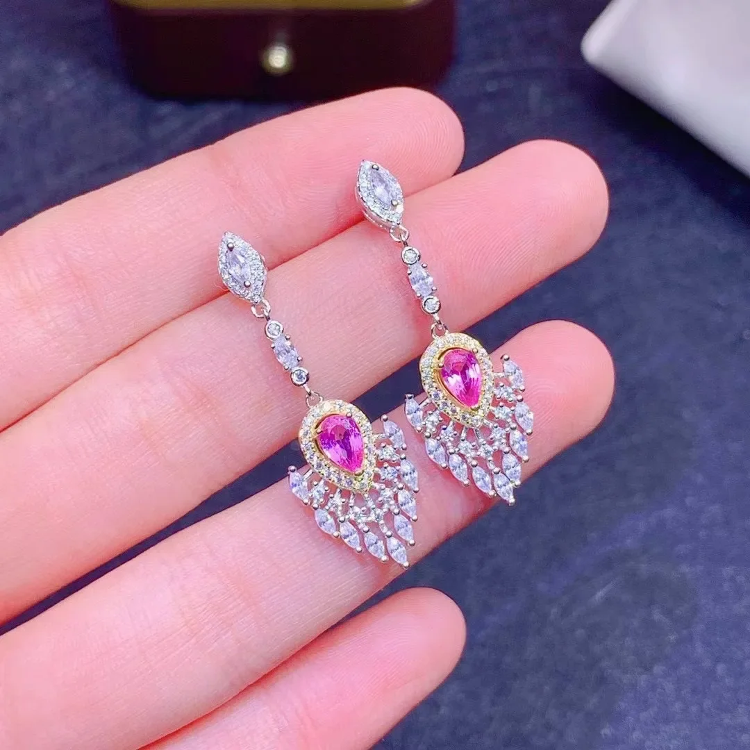 100% 925 Sterling Silver Pink Topaz Jewelry Orecchino A Goccia Per Le Donne Fine Aros Mujer Oreja 14 K Gioielli Orecchini Con Pietre Preziose