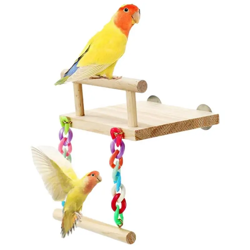 Pappagallo Altalena Uccello Altalena Pappagallo Gabbia Di Legno Colorata Trespolo Supporto Gabbia Per Uccelli Accessori Per Parrocchetti Tigresses Can