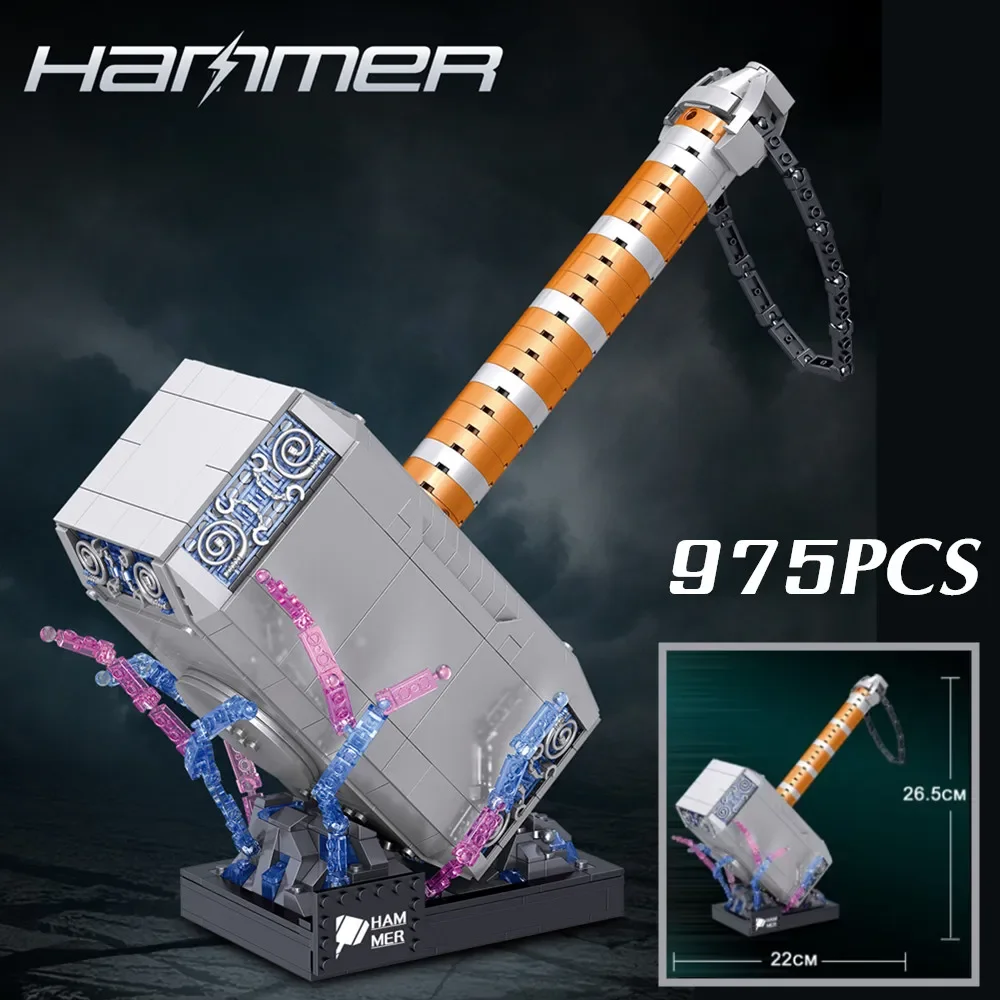 975Pcs Thors Mjolnir Building Block Toy Thunder Hammer Heroes Toys Infinity Wars Brick Kid Gift Boys Set