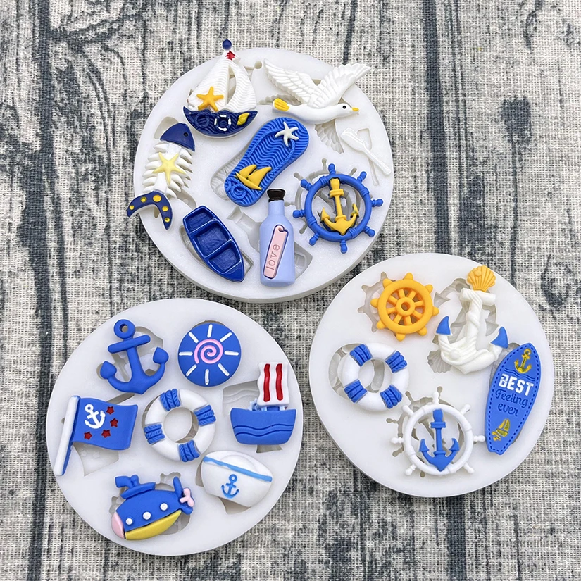 Anchor Seagull Timone Life Buoy Ocean Silicone Cake Baking Mold Sugarcraft Chocolate Cupcake Fondente Cake Decorating Tools