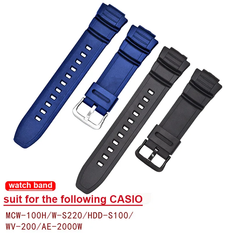 Cinturino In Silicone Per Casio Mcw-100H/110 H/W-S220/Hdd-S100 Wv-200/Ae-2000/2100 Cinturino In Resina 16Mm Accessori Per Orologi