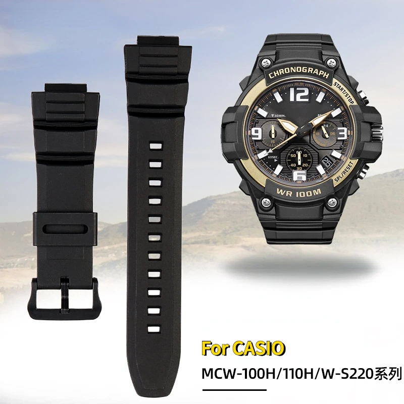 16Mm Per Casio Mcw-100H 110H Cinturino Wv-200 Ae-2000 2100 W-S220 Hdd-S100 Cinturino In Silicone Resina Sport Cinturino Impermeabile