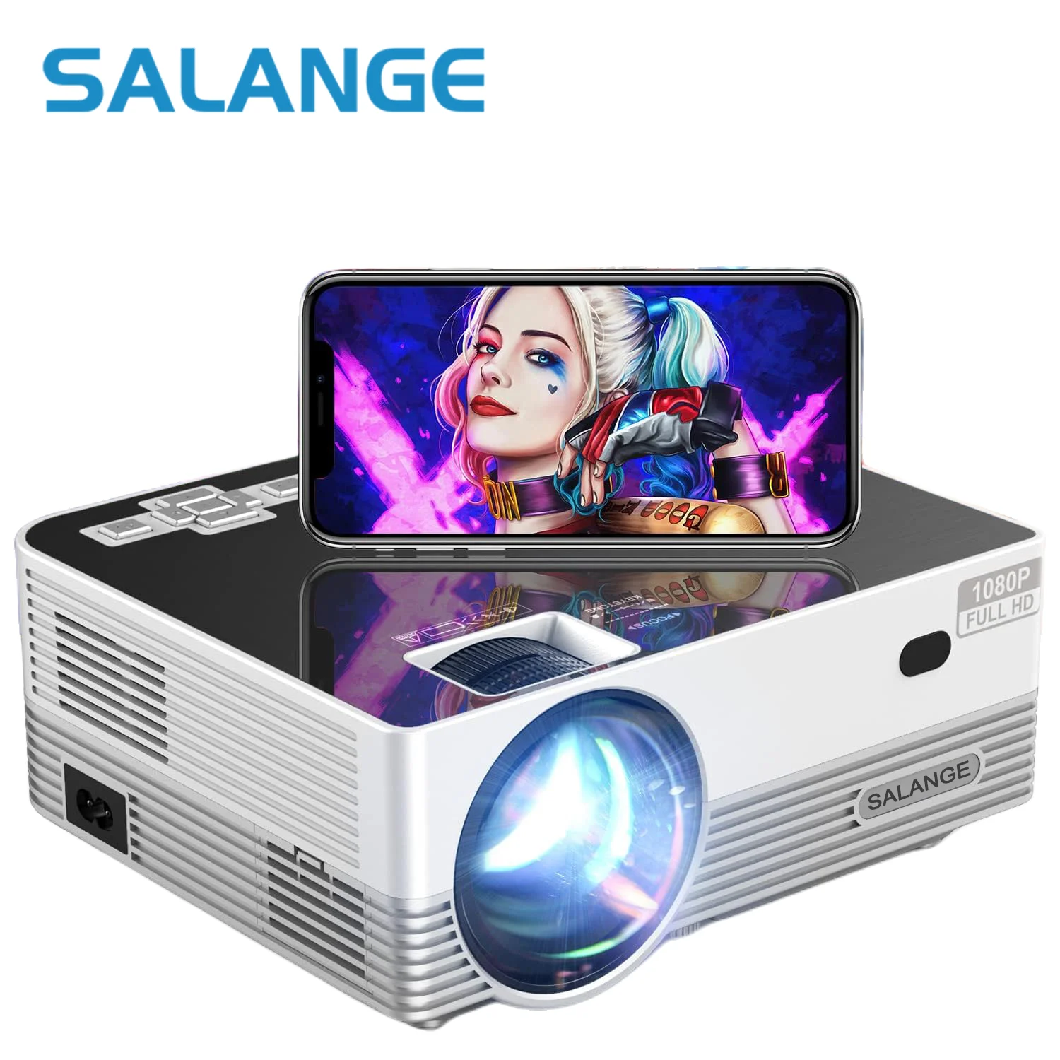 Salange Q6P Mini Proiettore Portatile Led Mirroring Versione Supportata 1080P Full Hd Beamer 3.5Mm Audio Hdmi Usb Video Projetor