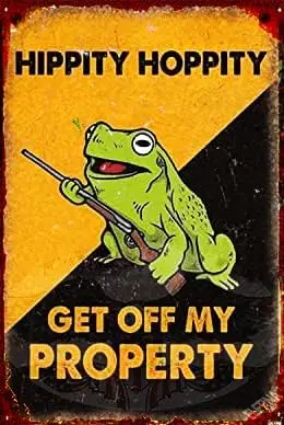 Vintage Metal Tin Sign Hippty Hopsity Get Off My Proprietà Retro Metal Tin Sign Vintage Poster Paintings Art Wall Decor