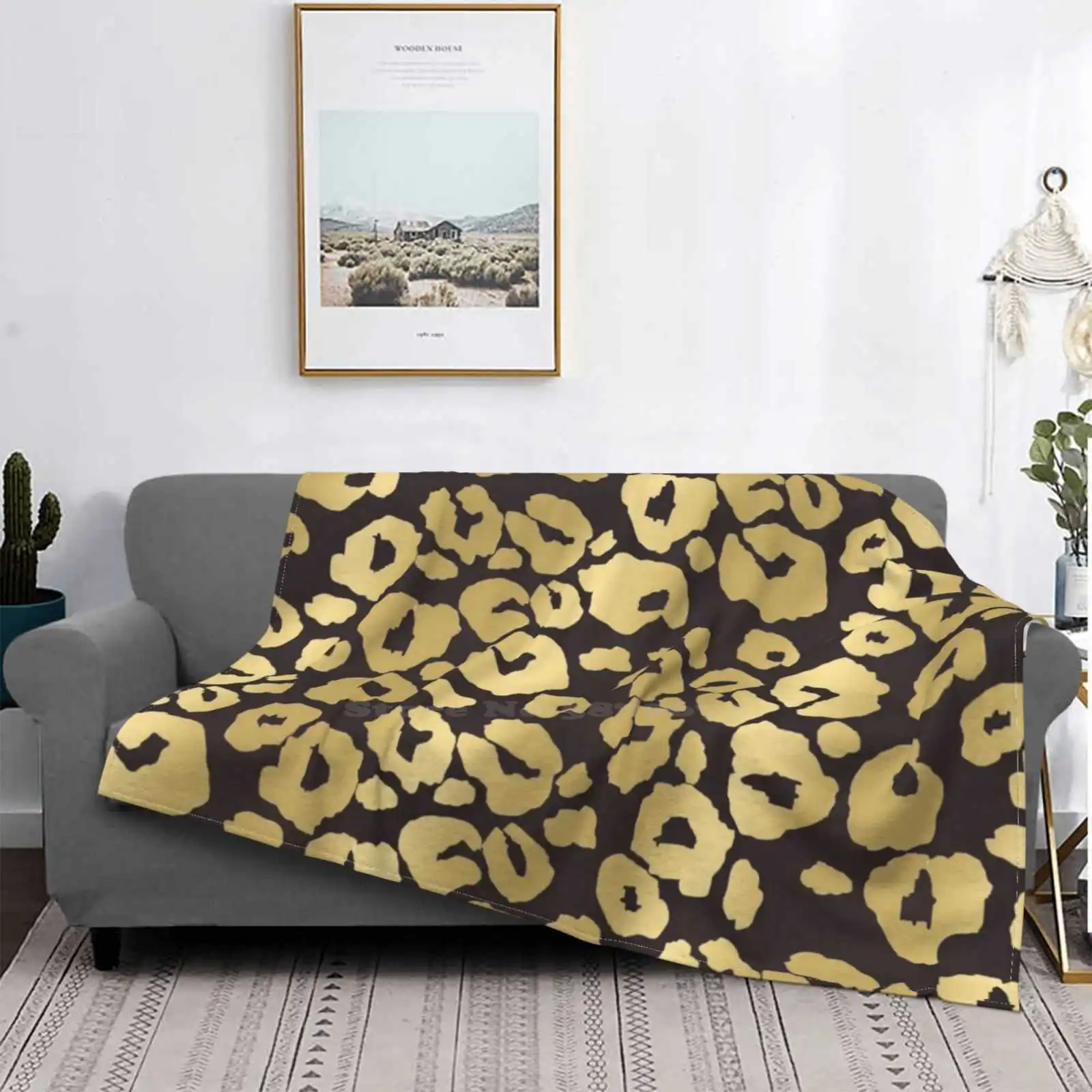 My Leopard Print By Airam Gold Golden Glamour Touch Dark Chocolate Brown Air Conditioning Coperta Morbida Leopard Animal