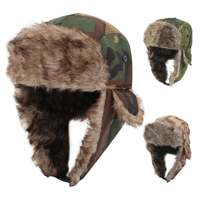 Camouflage Lei Feng Cappelli Trapper Aviator Trooper Protezione Per Le Orecchie Ushanka Hat Winter Warmer Sci Caps Earflap Bomber Hat