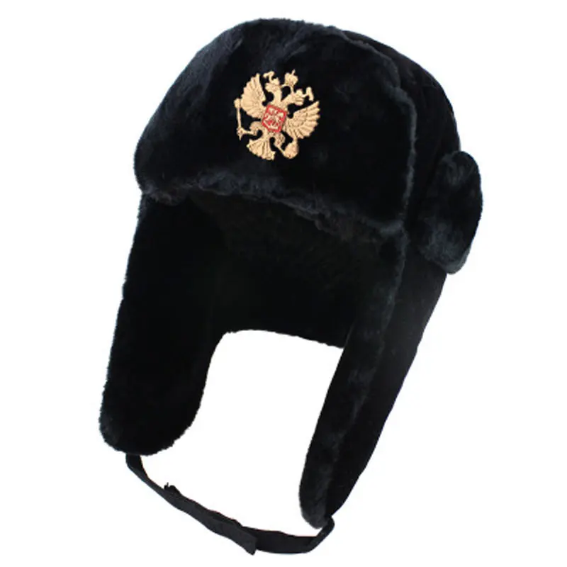 African Military Russia Ushanka Bomber Hats Winter Faux Rabbit Fur Earflap Snow Caps Hat Ski Cap Winter Hat