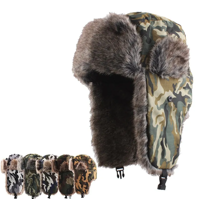 Donna Bomber Hat Pilot Trooper Aviator Cap Mens Faux Cashmere Hat Russian Ushanka Earflap Caps Winter Snow Ski Hats