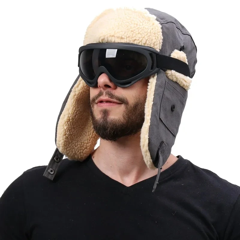 Camoland Thermal Faux Berber Fleece Bomber Hat Per Donna Uomo Russia Ushanka Hat Con Occhiali Winter Warm Earflap Snow Caps