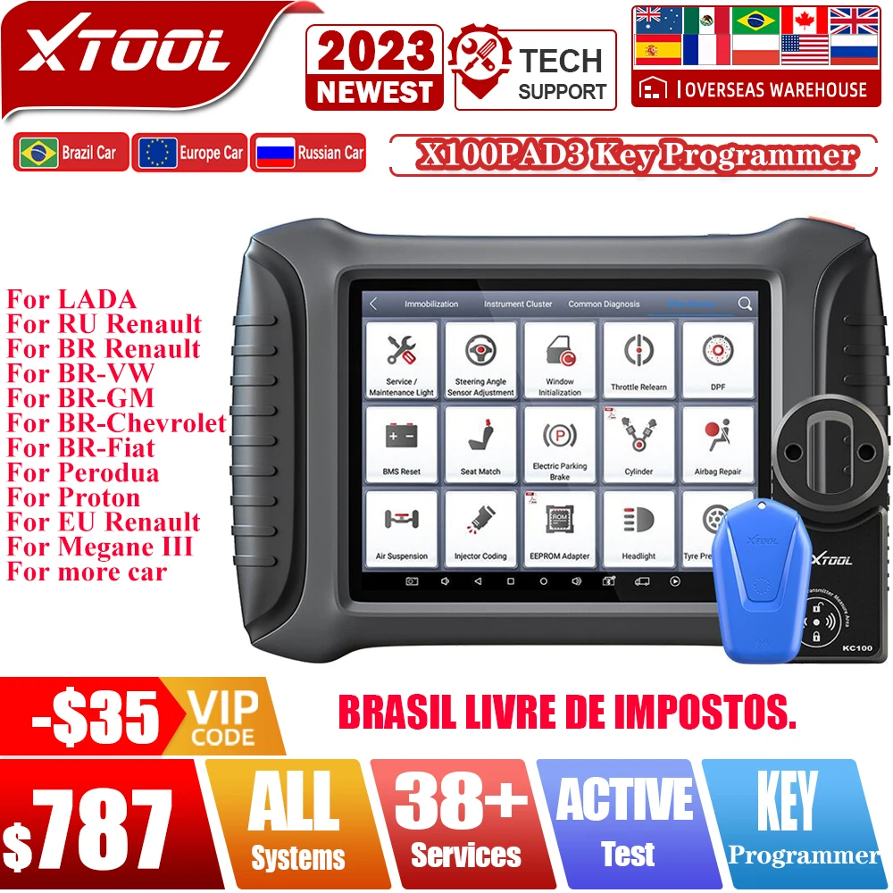 Xtool X100 Pad3 Programmatore Di Chiavi Automatico Con Strumenti Diagnostici Per Auto Kc100 Obd2 Can Fd Integrato Codifica Ecu Immobilizzatore Di Test