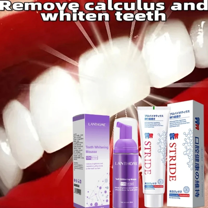 Mousse Sbiancante Dentifricio Rimozione Del Tartaro Dentale Sbiancamento Dei Denti Prevenzione Parodontite Set Combinato Di Prodotti Orali