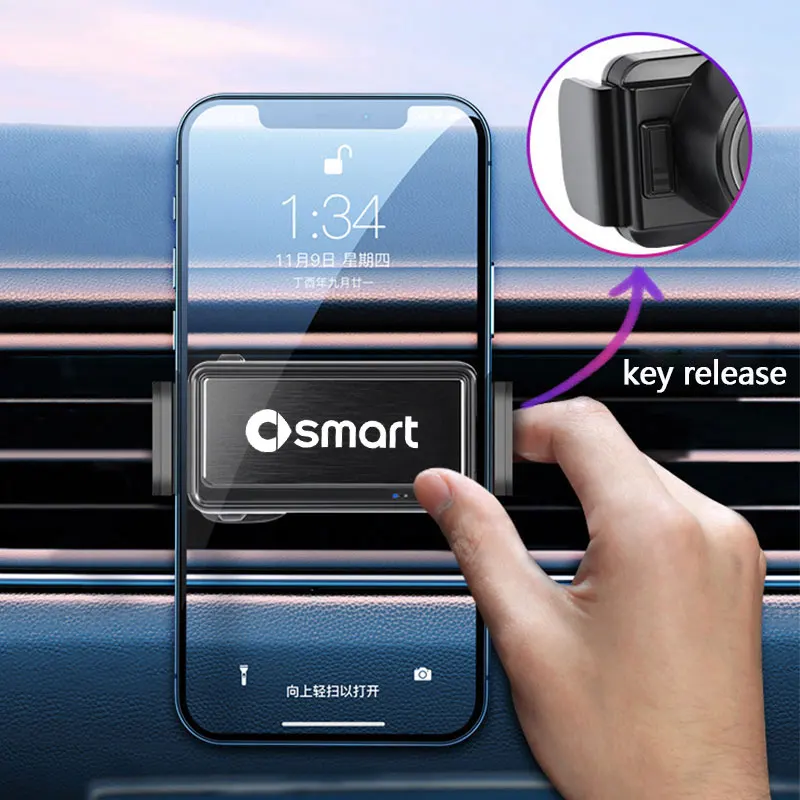 Supporto Per Telefono Da Auto Supporto Per Presa D'Aria Elettrico Intelligente A Induzione Pigro Per Mercedes Smart Fortwo Forfour 450 451 453 Accesso