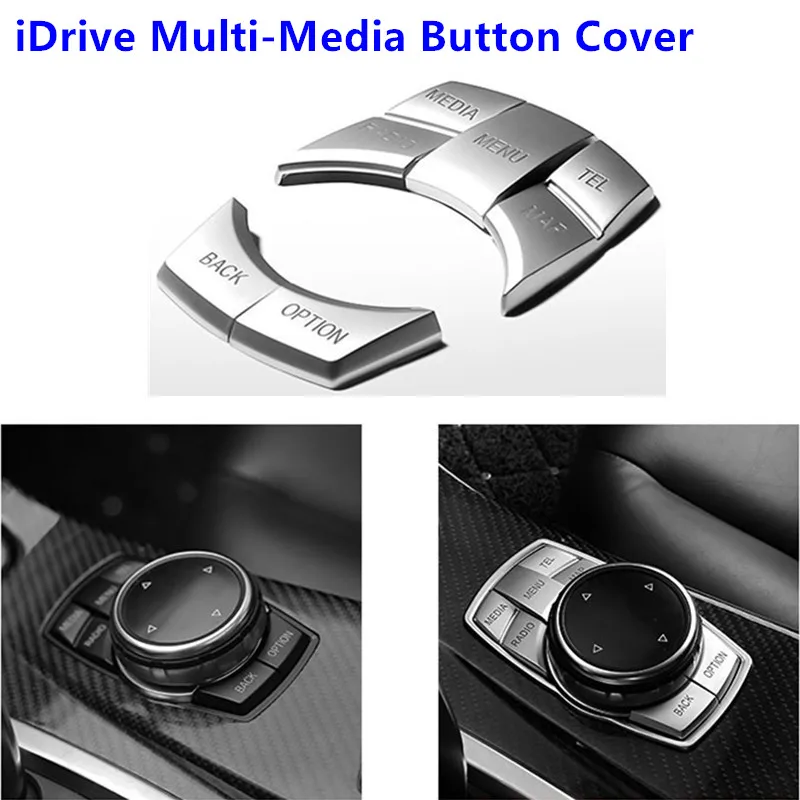 Car Interior Idrive Multi-Media Button Cover Trim Decoration Car Styling Sticker Abs Per Bmw 1 3 5 7 Series X1 X3 X4 X5 X6 Gt2